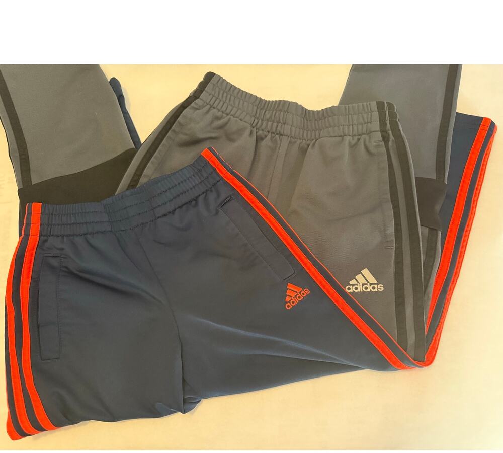 2 Pair Adidas Boys Track Pants Size 7 and 8 Elastic Waist